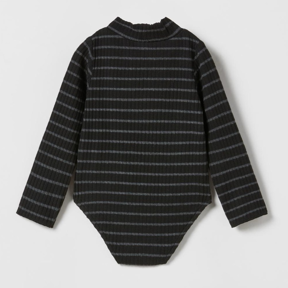 Zara Kids Black and Gray Striped Kids Bodysuit 6-9 months